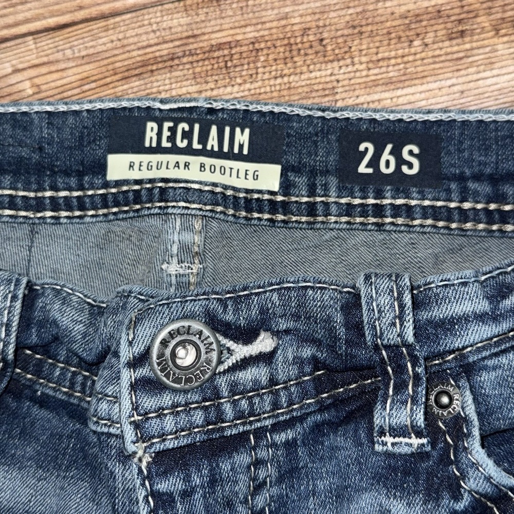 Buckle Reclaim Regular Bootleg Mens Jeans Size 26 Short Thick Stitch Western - Picture 3 of 8